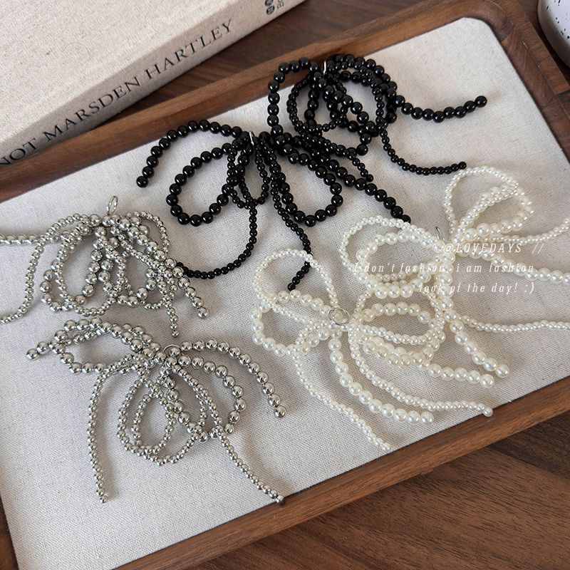 Pearl Bow Tassel Shoe Charm Bl - огляд і ціна Tie Clip Silver