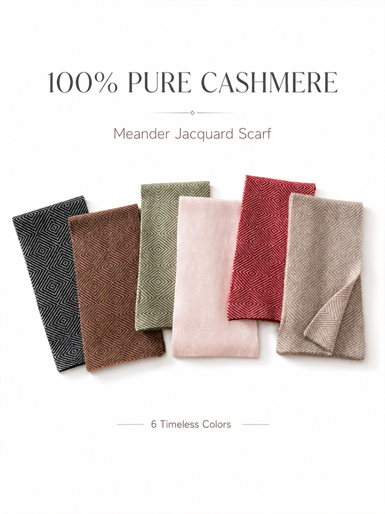 100% Cashmere Scarf Jacquard S - огляд і ціна Muffler Men Wool